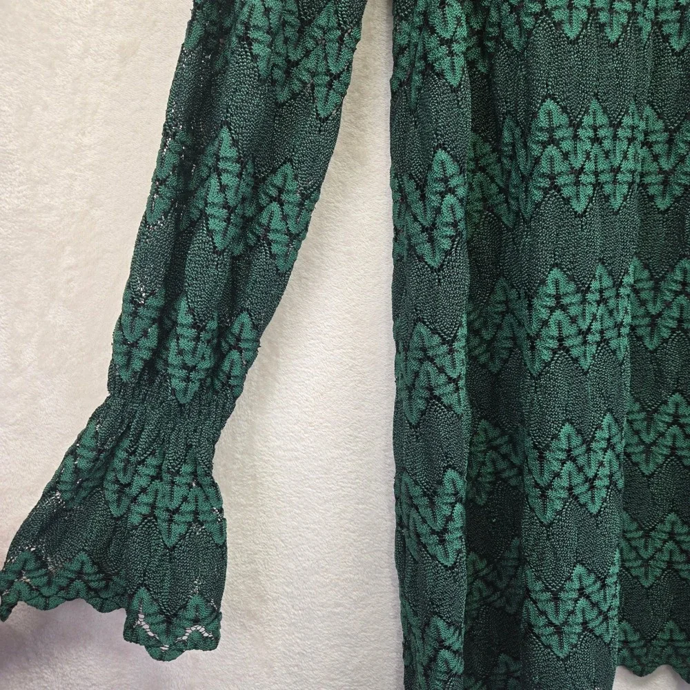 Free‎ People Simone Mock Neck Dress Small Unlined Green Lace Whimisgoth Boho